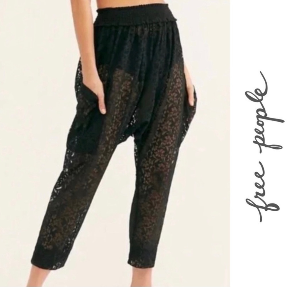 Free people look at my lace black harem pants joggers